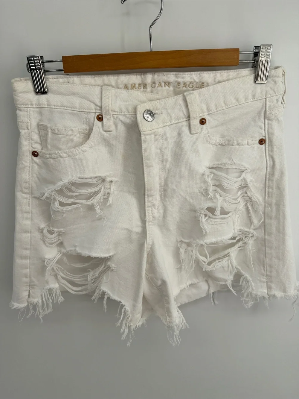 American Eagle Highest Rise Baggy Short distressed denim jean long inseam shorts